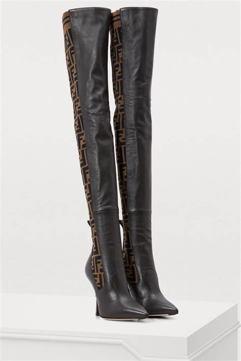 fendi patent knee high boots|Fendi thigh high sock boots.